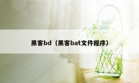 黑客bd（黑客bat文件程序）