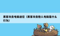 黑客攻击电脑途径（黑客攻击他人电脑是什么行为）