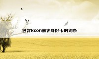 包含kcon黑客身份卡的词条