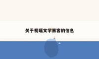 关于初瑶文学黑客的信息