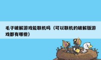 毛子破解游戏能联机吗（可以联机的破解版游戏都有哪些）