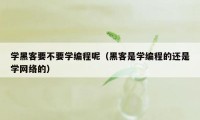 学黑客要不要学编程呢（黑客是学编程的还是学网络的）