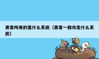 黑客所用的是什么系统（黑客一般攻击什么系统）