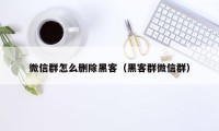 微信群怎么删除黑客（黑客群微信群）