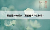 黑客是外来词么（黑客还有什么别称）