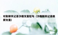 对象聊天记录沙雕文案短句（沙雕聊天记录截屏文案）