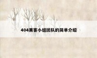 404黑客小组团队的简单介绍