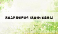 黑客之间互相认识吗（黑客相对的是什么）