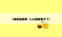 c破解组解散（cad组解散不了）