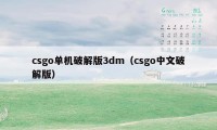 csgo单机破解版3dm（csgo中文破解版）