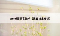 word题黑客技术（黑客技术知识）