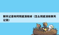 聊天记录如何彻底清除掉（怎么彻底消除聊天记录）