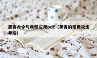 黑客命令与典型应用pdf（黑客的常用攻击手段）