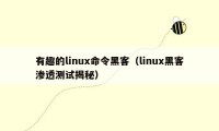 有趣的linux命令黑客（linux黑客渗透测试揭秘）