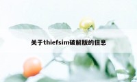 关于thiefsim破解版的信息