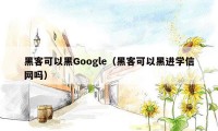 黑客可以黑Google（黑客可以黑进学信网吗）