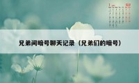 兄弟间暗号聊天记录（兄弟们的暗号）