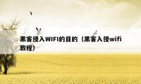 黑客侵入WIFI的目的（黑客入侵wifi教程）