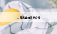 二哥黑客的简单介绍