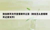 微信聊天文件查看聊天记录（微信怎么查看聊天记录文件）