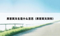 黑客英文名是什么意思（黑客英文简称）