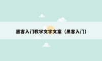 黑客入门教学文字文案（黑客入门）