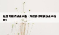 经营青楼破解金手指（养成青楼破解版金手指版）