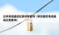 公共电话通话记录详单查询（单位固定电话通话记录查询）