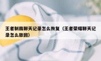 王者制裁聊天记录怎么恢复（王者荣耀聊天记录怎么撤回）