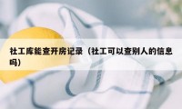 社工库能查开房记录（社工可以查别人的信息吗）