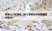 黑客63.7比特币（给了黑客比特币数据能恢复吗）