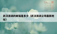 武汉滴滴的邮箱是多少（武汉滴滴公司最新地址）