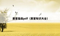 黑客指南pdf（黑客知识大全）