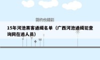 15年河池黑客通缉名单（广西河池通缉犯查询网在逃人员）