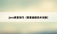 java黑客技巧（黑客编程技术详解）