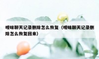 暧昧聊天记录删除怎么恢复（暧昧聊天记录删除怎么恢复回来）