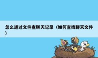 怎么通过文件查聊天记录（如何查找聊天文件）