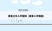 黑客少年入学视频（黑客入学教程）