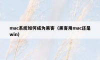 mac系统如何成为黑客（黑客用mac还是win）