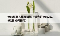 wps稻壳儿模板破解（稻壳的wps2019软件如何使用）