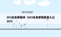 263企业邮箱域（263企业邮箱登录入口263）