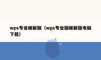 wps专业破解版（wps专业版破解版电脑下载）