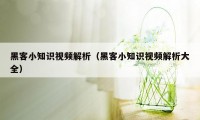 黑客小知识视频解析（黑客小知识视频解析大全）