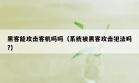 黑客能攻击客机吗吗（系统被黑客攻击犯法吗?）