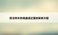 武汉市长热线通话记录的简单介绍