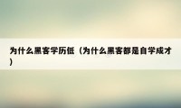 为什么黑客学历低（为什么黑客都是自学成才）